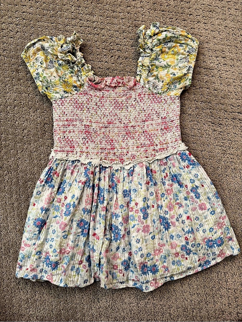 LoveShackFancy Mazina Floral Smocked Dress Size 4-5yrs